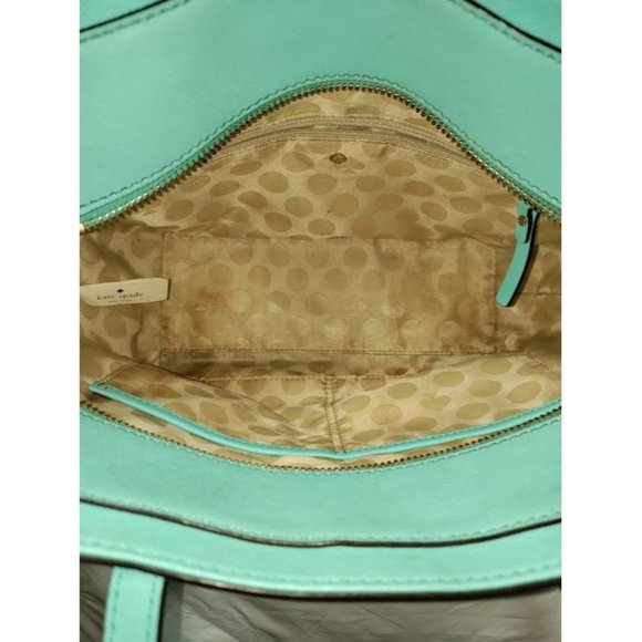 Kate Spade Womens Saffiano Leather Small Cedar Street Hayden Satchel Bag Green - Picture 8 of 9